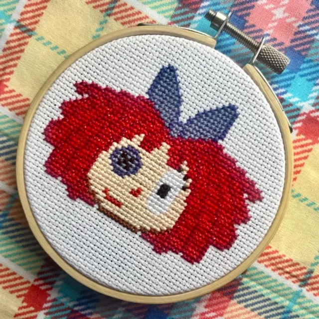 Cross-stitch portrait of Ragatha from The Amazing Digital Circus